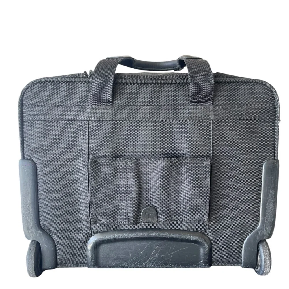 TUMI Alpha Briefcase Black Nylon Wheeled 26104D4 Office Carry On Travel
